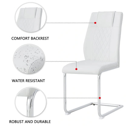 6-piece set of modern dining chairs leather soft cushion seats