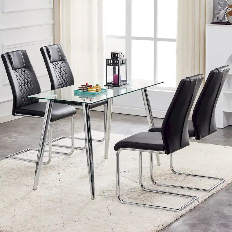 6-piece set of modern dining chairs leather soft cushion seats