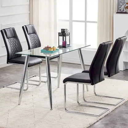 6-piece set of modern dining chairs leather soft cushion seats