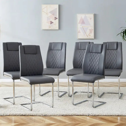 6-piece set of modern dining chairs leather soft cushion seats