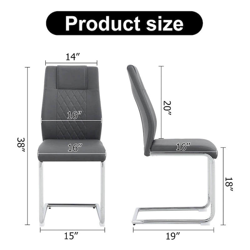 6-piece set of modern dining chairs leather soft cushion seats