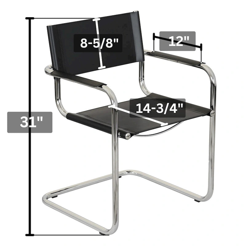 Breuer Chair Company Mart Stam Cantilever Armchair Arm Chair w/ Chrome Frame (Various Bonded Leather Colors)