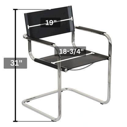 Breuer Chair Company Mart Stam Cantilever Armchair Arm Chair w/ Chrome Frame (Various Bonded Leather Colors)