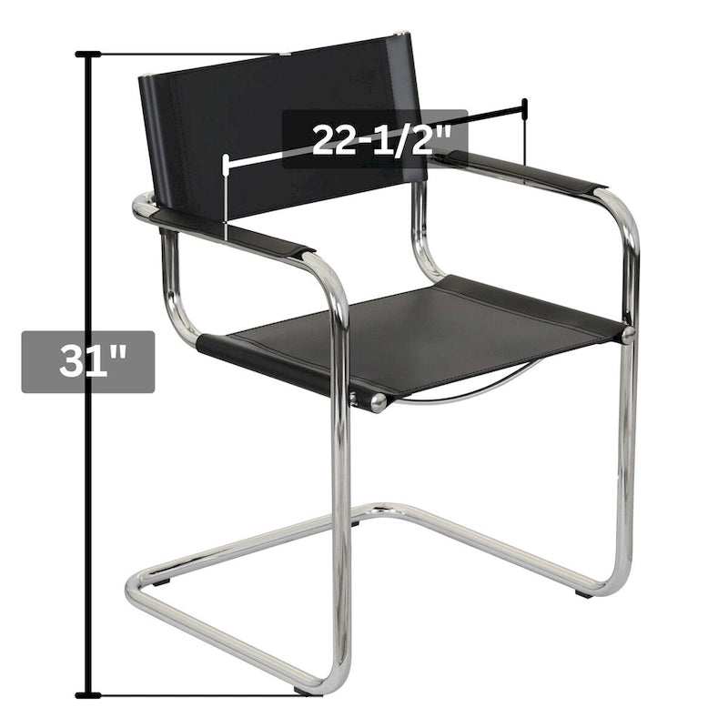 Breuer Chair Company Mart Stam Cantilever Armchair Arm Chair w/ Chrome Frame (Various Bonded Leather Colors)