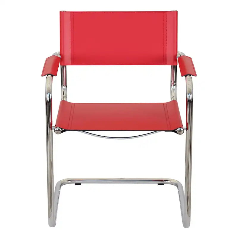 Breuer Chair Company Mart Stam Cantilever Armchair Arm Chair w/ Chrome Frame (Various Bonded Leather Colors)