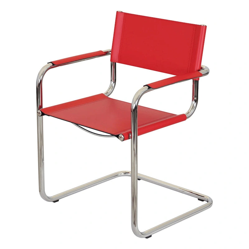 Breuer Chair Company Mart Stam Cantilever Armchair Arm Chair w/ Chrome Frame (Various Bonded Leather Colors)