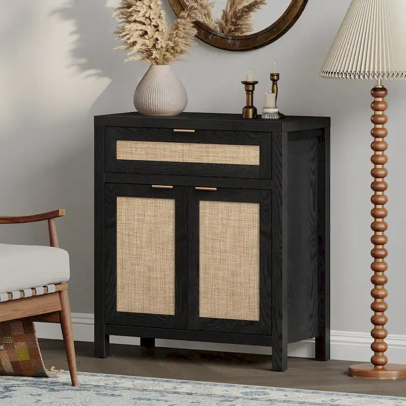 SICOTAS Farmhouse Sideboard Buffet Cabinet Set of 2 with Drawer - N/A