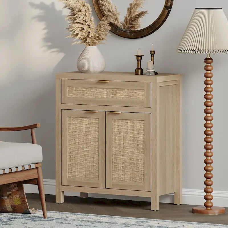 SICOTAS Farmhouse Sideboard Buffet Cabinet Set of 2 with Drawer - N/A
