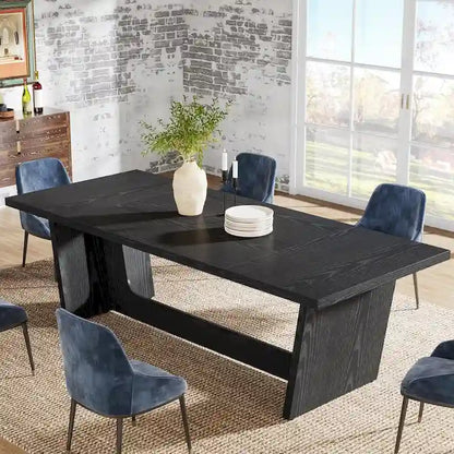 70.87 Large Farmhouse Dining Room Table for 6-8 People, Brown