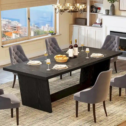 70.87 Large Farmhouse Dining Room Table for 6-8 People, Brown
