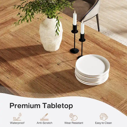 70.87 Large Farmhouse Dining Room Table for 6-8 People, Brown