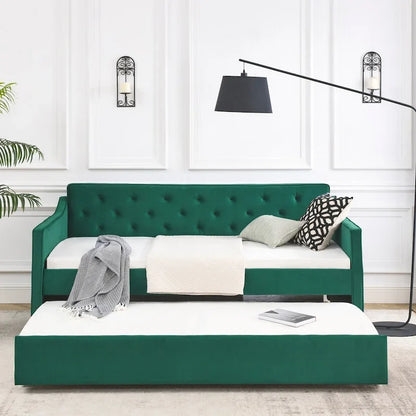 Twin Size Upholstered Tufted Sofa Bed Daybed with Twin Size Trundle
