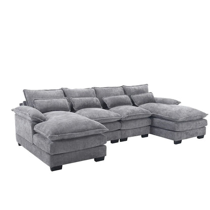 U-shaped reversible chenille comfortable fabric combination sofa