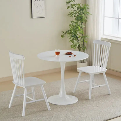Round Dining table Modern kitchen table 31.5-inch tulip design with pedestal, medieval casual table seating 2 to 4 people