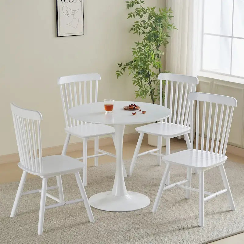 Round Dining table Modern kitchen table 31.5-inch tulip design with pedestal, medieval casual table seating 2 to 4 people
