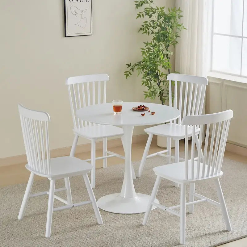 Round Dining table Modern kitchen table 31.5-inch tulip design with pedestal, medieval casual table seating 2 to 4 people