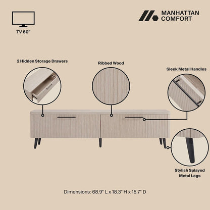 Manhattan Comfort Mid Century Modern Jodie 68.9 Inch TV Stand