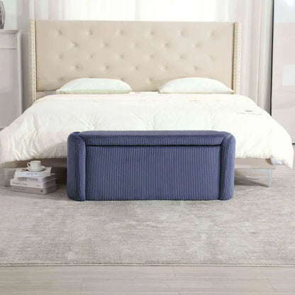 Bedroom End Bench,Upholstered Fabric Storage Ottoman with Safety Hinge, Entryway Padded Footstool,