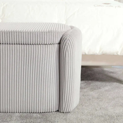 Bedroom End Bench,Upholstered Fabric Storage Ottoman with Safety Hinge, Entryway Padded Footstool,