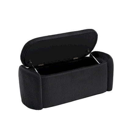 Bedroom End Bench,Upholstered Fabric Storage Ottoman with Safety Hinge, Entryway Padded Footstool,