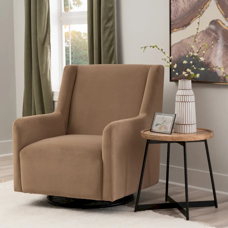 Dolly White Sherpa or Brown Velvet Swivel Rocker Accent Chair